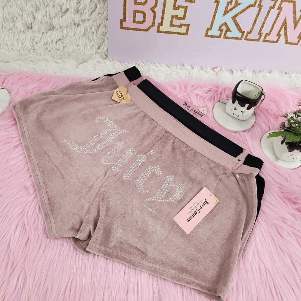 NWT {Juicy Couture} Velvet Boxers Brown / Black Large: Plush Glam NWT